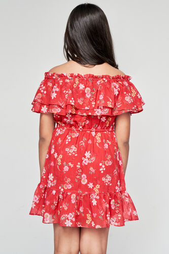 Pretty Blooms Off-The-Shoulder Dress, Red, image 5